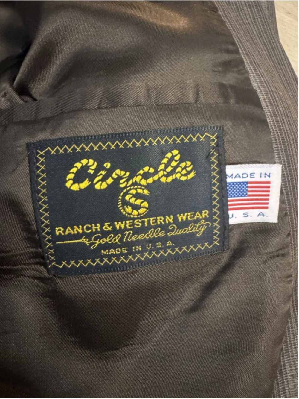Vintage 1988 Circle S Men's Western Jacket - 42R Brown Tan Shimmer Fleece Panel